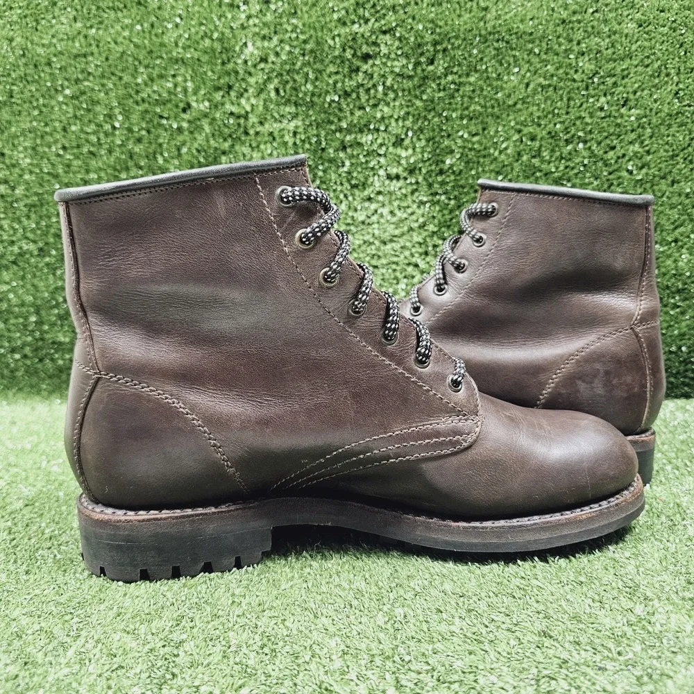 Grenson Brown Leather Plain Toe Goodyear Welt Ankle Lace Up Boots Mens UK 8 US 9